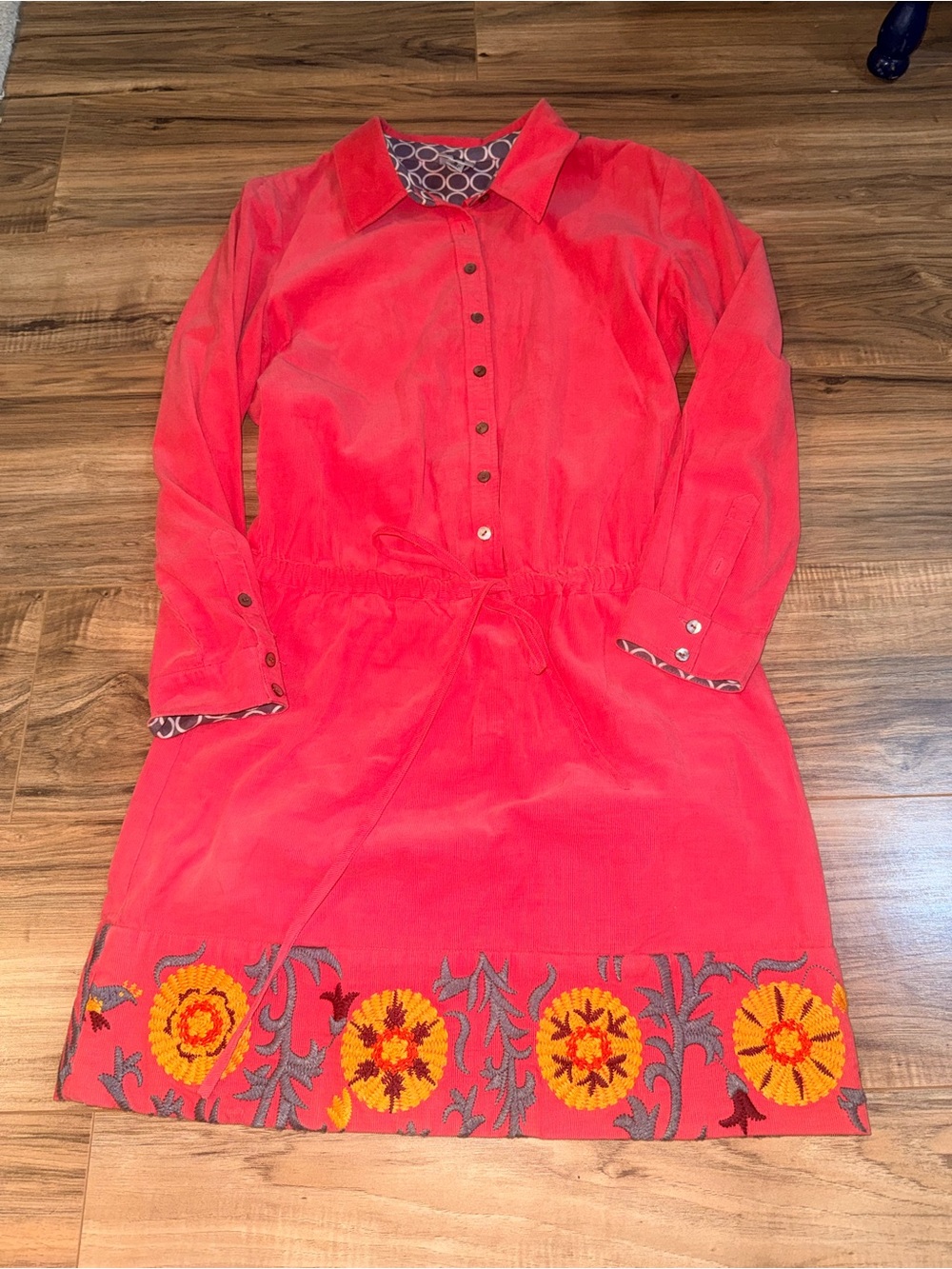 Ivy Jane corduroy cotton Dress Embroidered Sz S